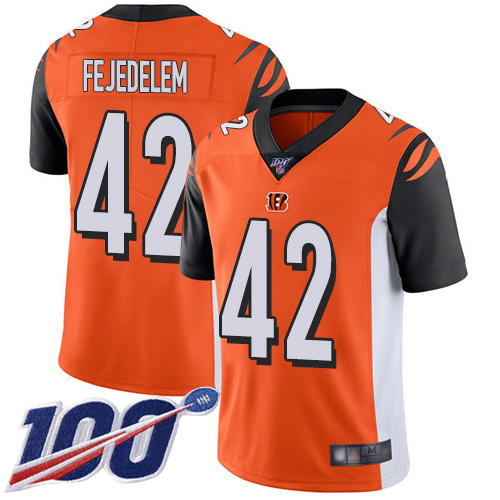 Cincinnati Bengals Limited Orange Men Clayton Fejedelem Alternate Jersey NFL Footballl 42 100th Season Vapor Untouchable